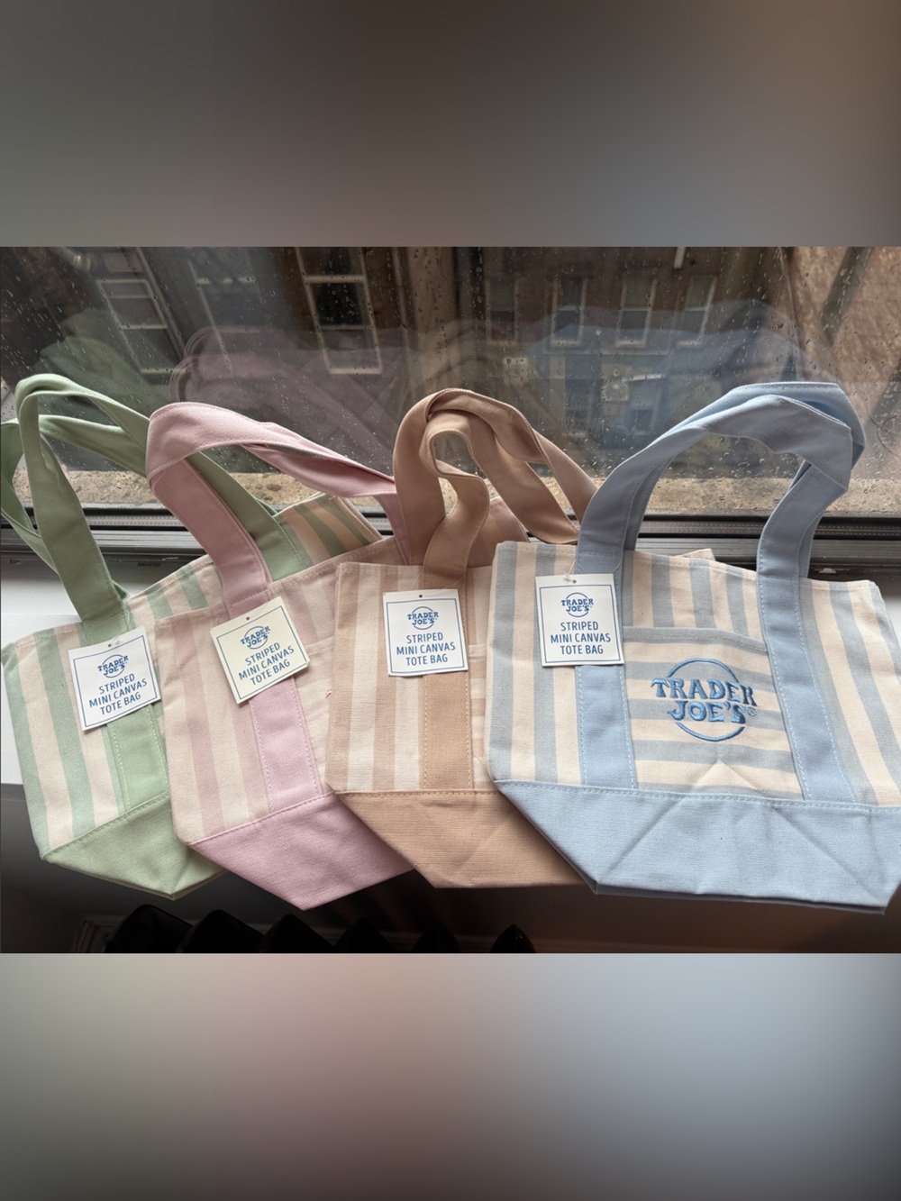 Trader Joe's Striped Mini Canvas Tote Bags